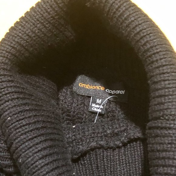 Ambiance Apparel Womens Size M Black Knit Turtleneck Balloon Long Sleeve Sweater - Picture 3 of 5